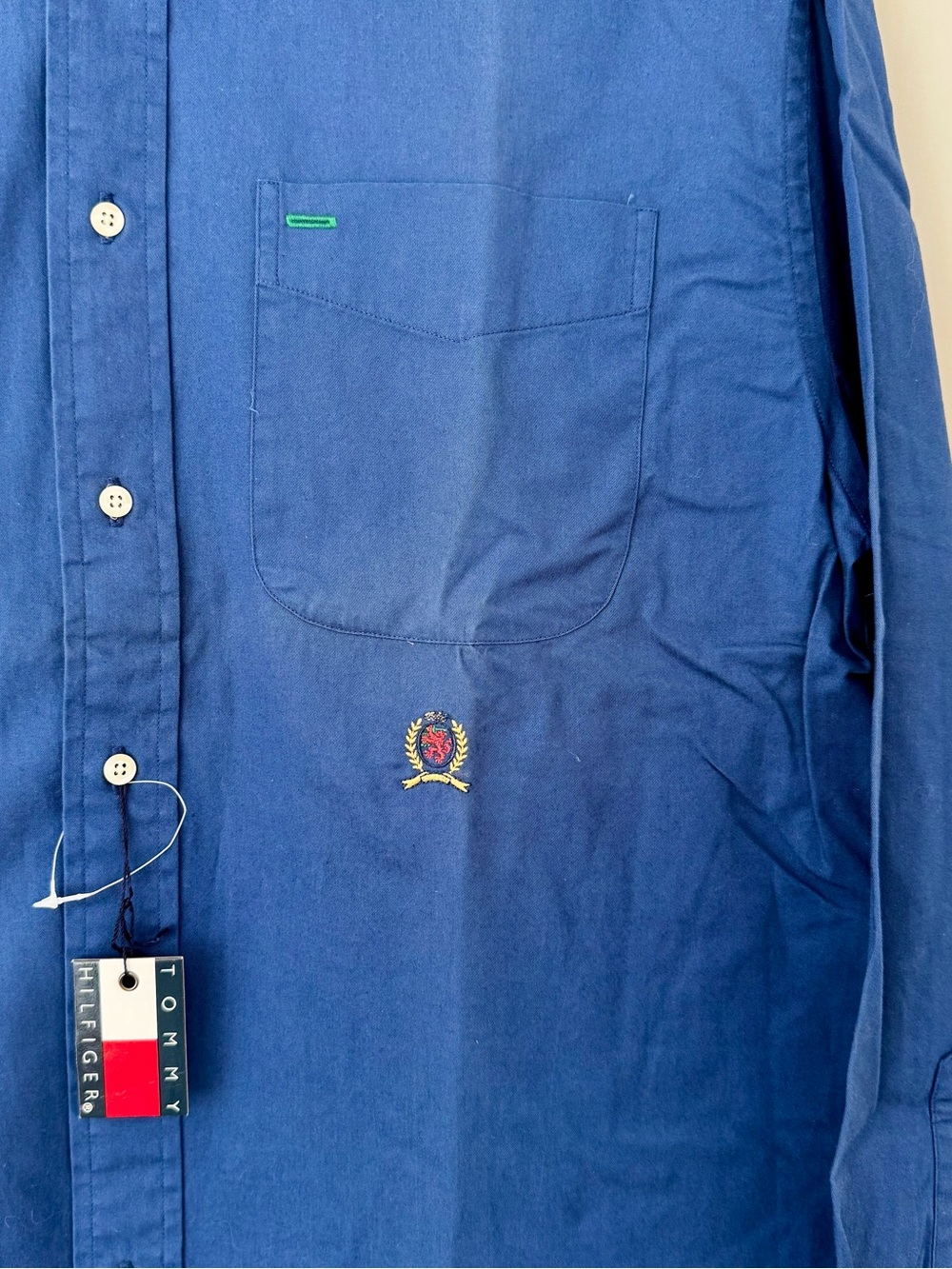 NWT Vintage Tommy Hilfiger 100% Cotton Button Down Pocket Shirt, Blue – Small - Picture 3 of 7